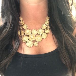 Gold flower statement necklace